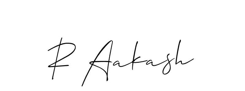 Also we have R Aakash name is the best signature style. Create professional handwritten signature collection using Allison_Script autograph style. R Aakash signature style 2 images and pictures png