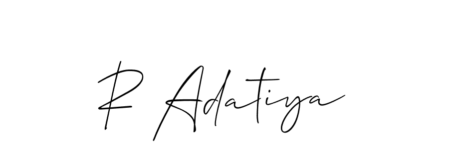 Also You can easily find your signature by using the search form. We will create R Adatiya name handwritten signature images for you free of cost using Allison_Script sign style. R Adatiya signature style 2 images and pictures png