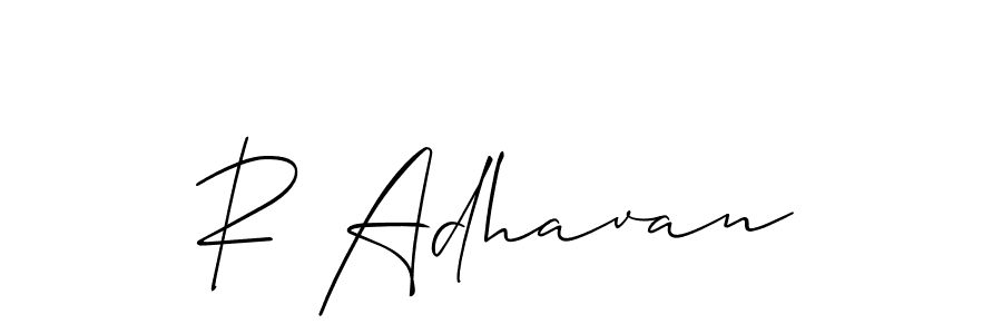 if you are searching for the best signature style for your name R Adhavan. so please give up your signature search. here we have designed multiple signature styles  using Allison_Script. R Adhavan signature style 2 images and pictures png
