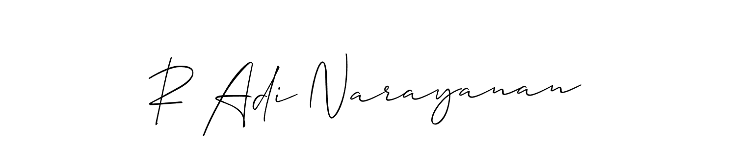 if you are searching for the best signature style for your name R Adi Narayanan. so please give up your signature search. here we have designed multiple signature styles  using Allison_Script. R Adi Narayanan signature style 2 images and pictures png