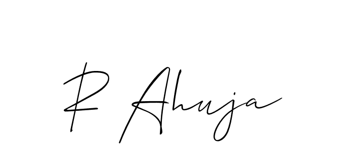 How to make R Ahuja signature? Allison_Script is a professional autograph style. Create handwritten signature for R Ahuja name. R Ahuja signature style 2 images and pictures png
