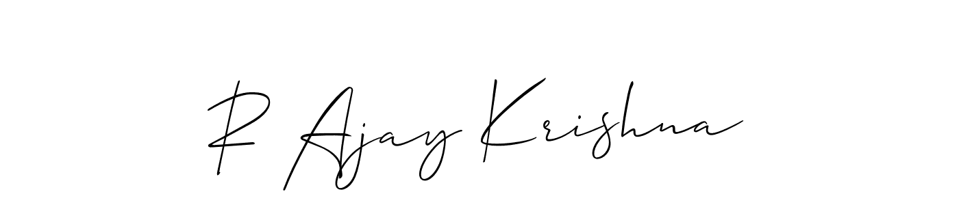 You should practise on your own different ways (Allison_Script) to write your name (R Ajay Krishna) in signature. don't let someone else do it for you. R Ajay Krishna signature style 2 images and pictures png