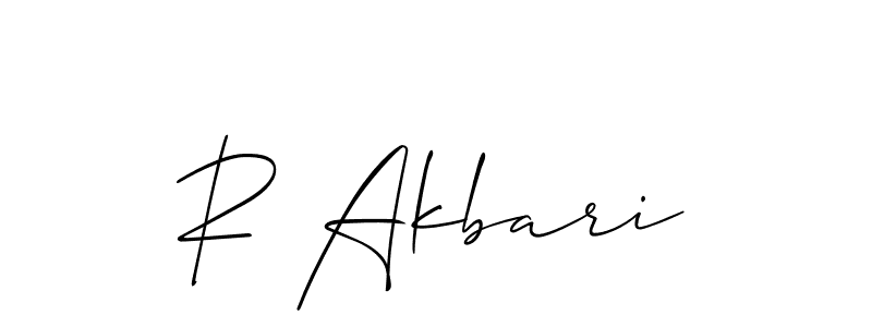 Also You can easily find your signature by using the search form. We will create R Akbari name handwritten signature images for you free of cost using Allison_Script sign style. R Akbari signature style 2 images and pictures png