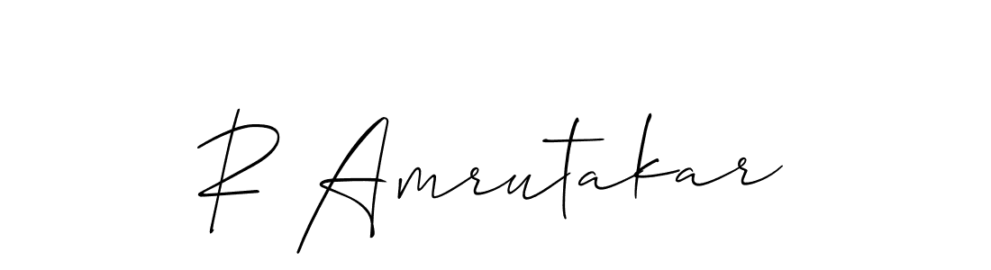 if you are searching for the best signature style for your name R Amrutakar. so please give up your signature search. here we have designed multiple signature styles  using Allison_Script. R Amrutakar signature style 2 images and pictures png