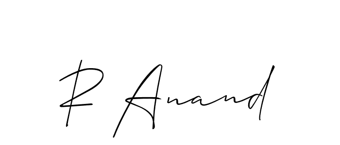 Use a signature maker to create a handwritten signature online. With this signature software, you can design (Allison_Script) your own signature for name R Anand. R Anand signature style 2 images and pictures png