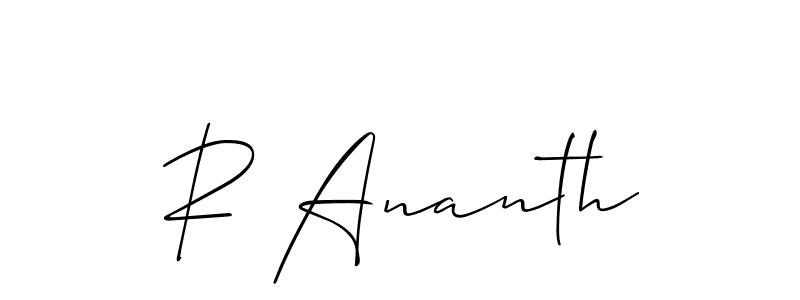 How to make R Ananth name signature. Use Allison_Script style for creating short signs online. This is the latest handwritten sign. R Ananth signature style 2 images and pictures png