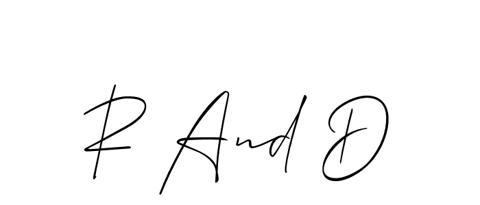 Design your own signature with our free online signature maker. With this signature software, you can create a handwritten (Allison_Script) signature for name R And D. R And D signature style 2 images and pictures png