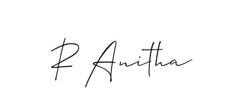 You should practise on your own different ways (Allison_Script) to write your name (R Anitha) in signature. don't let someone else do it for you. R Anitha signature style 2 images and pictures png