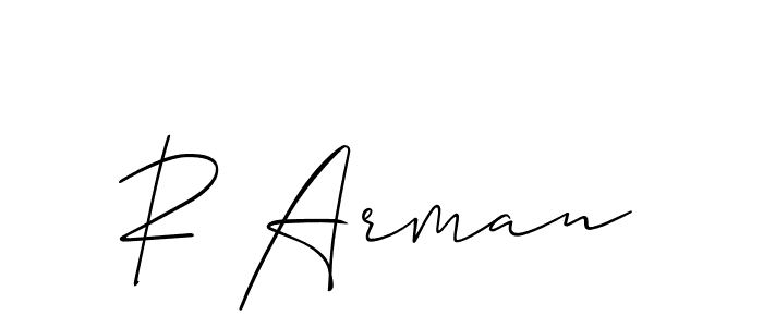 Allison_Script is a professional signature style that is perfect for those who want to add a touch of class to their signature. It is also a great choice for those who want to make their signature more unique. Get R Arman name to fancy signature for free. R Arman signature style 2 images and pictures png