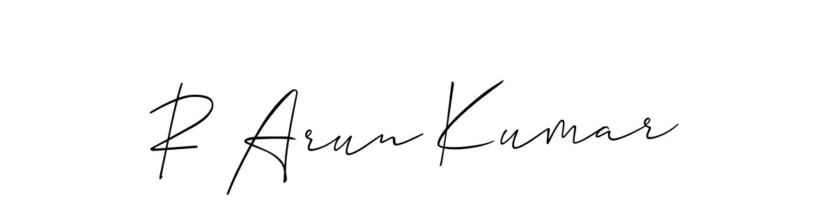 You should practise on your own different ways (Allison_Script) to write your name (R Arun Kumar) in signature. don't let someone else do it for you. R Arun Kumar signature style 2 images and pictures png