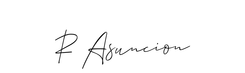 if you are searching for the best signature style for your name R Asuncion. so please give up your signature search. here we have designed multiple signature styles  using Allison_Script. R Asuncion signature style 2 images and pictures png
