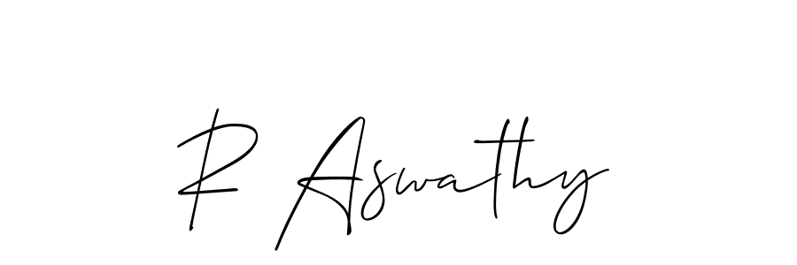 You can use this online signature creator to create a handwritten signature for the name R Aswathy. This is the best online autograph maker. R Aswathy signature style 2 images and pictures png