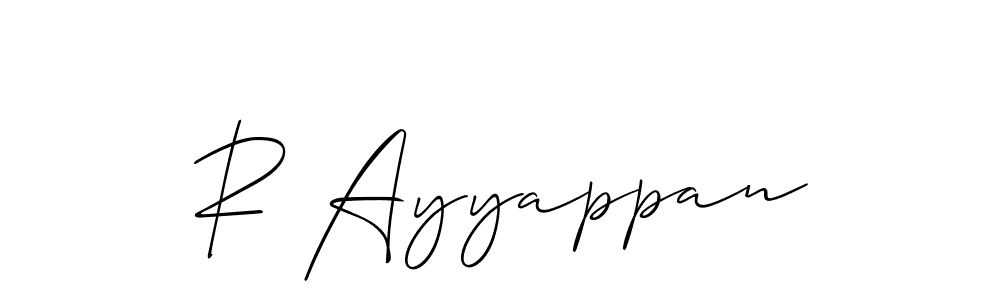 You should practise on your own different ways (Allison_Script) to write your name (R Ayyappan) in signature. don't let someone else do it for you. R Ayyappan signature style 2 images and pictures png