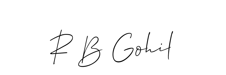 if you are searching for the best signature style for your name R B Gohil. so please give up your signature search. here we have designed multiple signature styles  using Allison_Script. R B Gohil signature style 2 images and pictures png