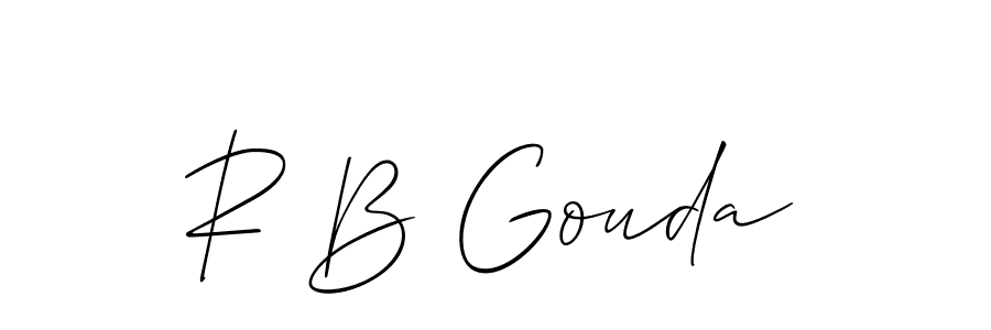 The best way (Allison_Script) to make a short signature is to pick only two or three words in your name. The name R B Gouda include a total of six letters. For converting this name. R B Gouda signature style 2 images and pictures png