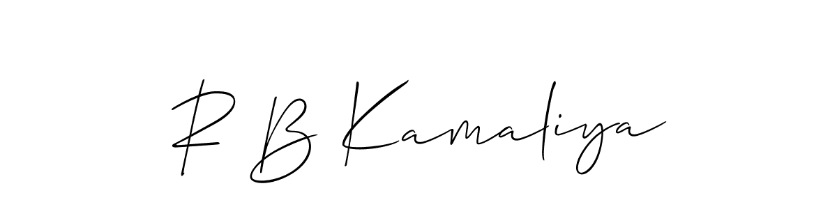 Allison_Script is a professional signature style that is perfect for those who want to add a touch of class to their signature. It is also a great choice for those who want to make their signature more unique. Get R B Kamaliya name to fancy signature for free. R B Kamaliya signature style 2 images and pictures png