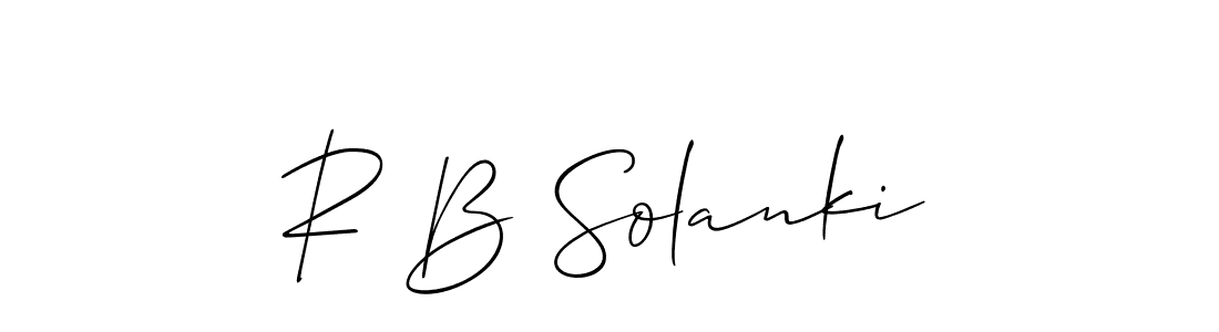 if you are searching for the best signature style for your name R B Solanki. so please give up your signature search. here we have designed multiple signature styles  using Allison_Script. R B Solanki signature style 2 images and pictures png