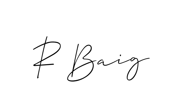 Design your own signature with our free online signature maker. With this signature software, you can create a handwritten (Allison_Script) signature for name R Baig. R Baig signature style 2 images and pictures png