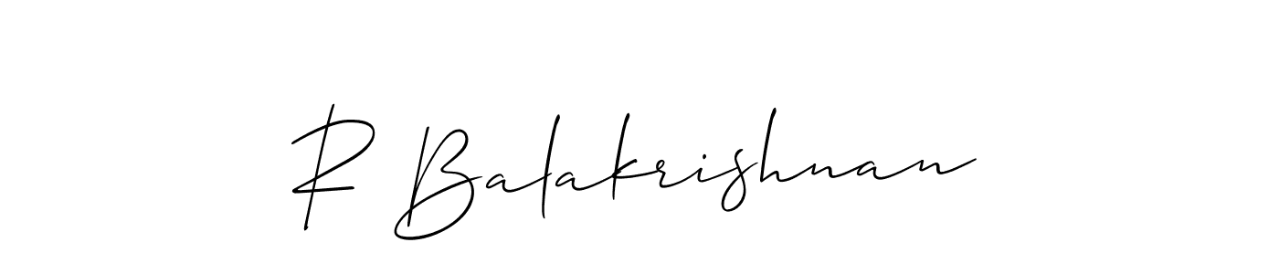 Also we have R Balakrishnan name is the best signature style. Create professional handwritten signature collection using Allison_Script autograph style. R Balakrishnan signature style 2 images and pictures png