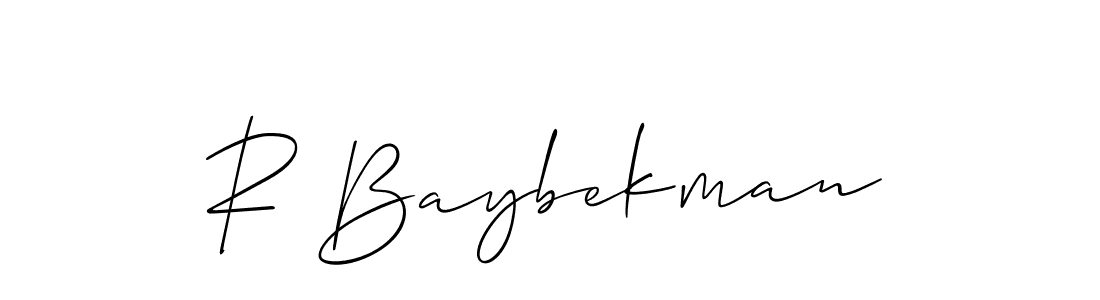 You should practise on your own different ways (Allison_Script) to write your name (R Baybekman) in signature. don't let someone else do it for you. R Baybekman signature style 2 images and pictures png