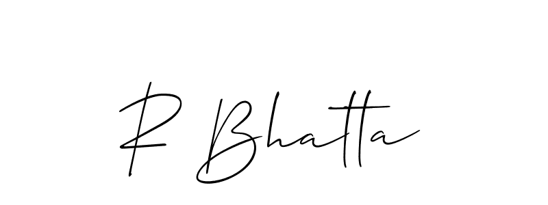 You should practise on your own different ways (Allison_Script) to write your name (R Bhatta) in signature. don't let someone else do it for you. R Bhatta signature style 2 images and pictures png