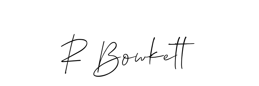 How to make R Bowkett name signature. Use Allison_Script style for creating short signs online. This is the latest handwritten sign. R Bowkett signature style 2 images and pictures png