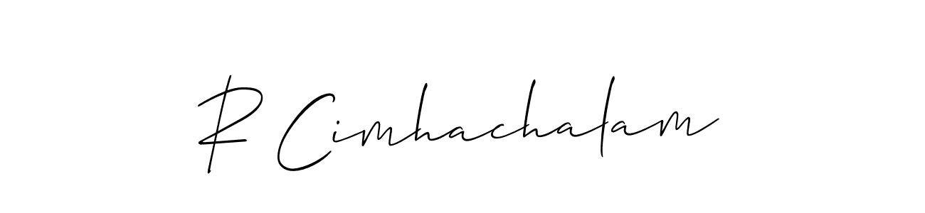 Create a beautiful signature design for name R Cimhachalam. With this signature (Allison_Script) fonts, you can make a handwritten signature for free. R Cimhachalam signature style 2 images and pictures png