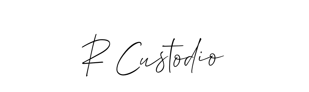 It looks lik you need a new signature style for name R Custodio. Design unique handwritten (Allison_Script) signature with our free signature maker in just a few clicks. R Custodio signature style 2 images and pictures png