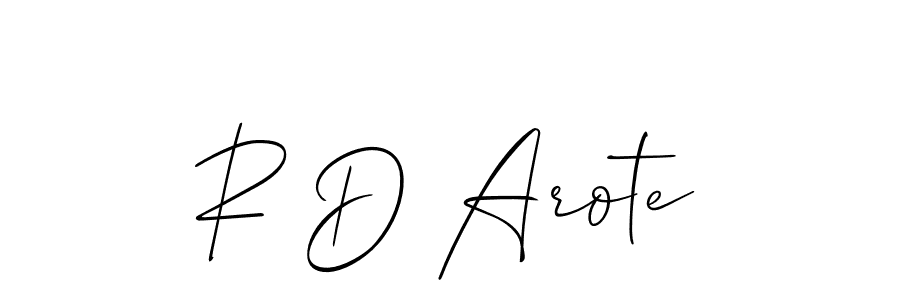 How to make R D Arote name signature. Use Allison_Script style for creating short signs online. This is the latest handwritten sign. R D Arote signature style 2 images and pictures png