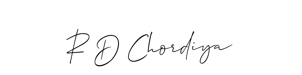 Design your own signature with our free online signature maker. With this signature software, you can create a handwritten (Allison_Script) signature for name R D Chordiya. R D Chordiya signature style 2 images and pictures png