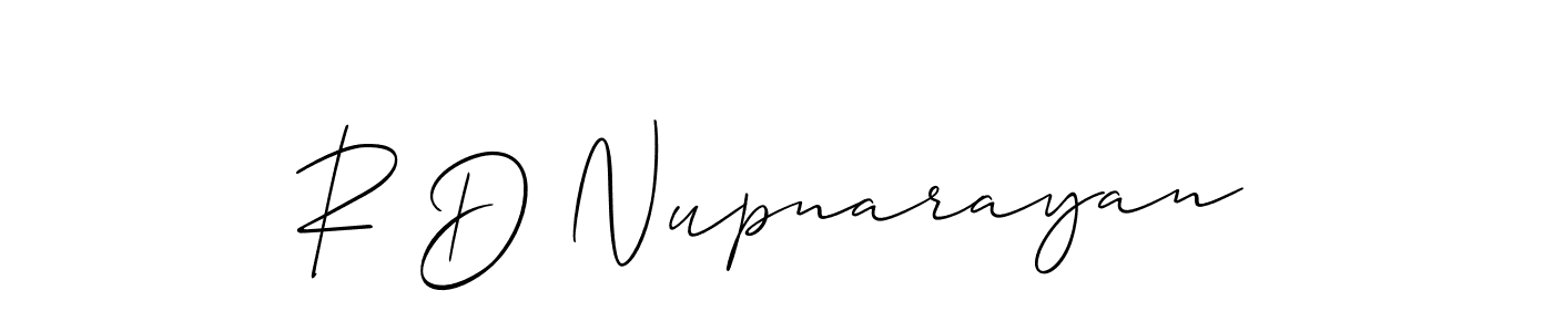 Create a beautiful signature design for name R D Nupnarayan. With this signature (Allison_Script) fonts, you can make a handwritten signature for free. R D Nupnarayan signature style 2 images and pictures png