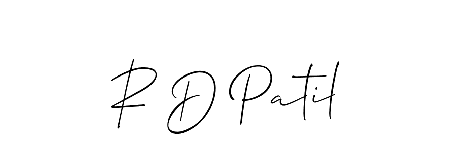 Also You can easily find your signature by using the search form. We will create R D Patil name handwritten signature images for you free of cost using Allison_Script sign style. R D Patil signature style 2 images and pictures png