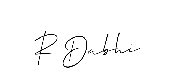 The best way (Allison_Script) to make a short signature is to pick only two or three words in your name. The name R Dabhi include a total of six letters. For converting this name. R Dabhi signature style 2 images and pictures png