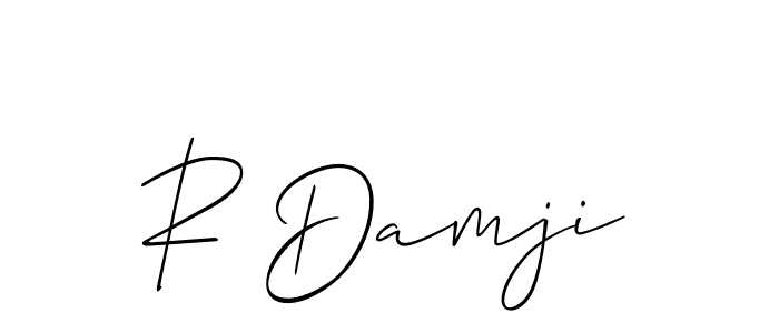 How to make R Damji name signature. Use Allison_Script style for creating short signs online. This is the latest handwritten sign. R Damji signature style 2 images and pictures png