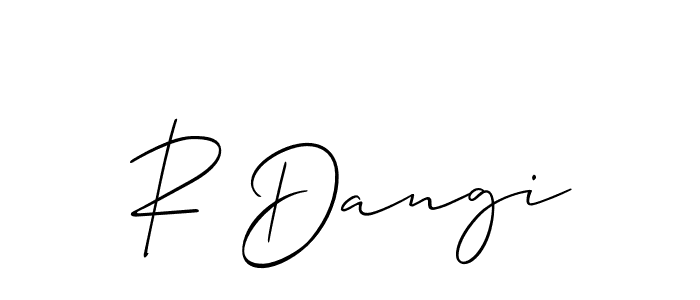 Design your own signature with our free online signature maker. With this signature software, you can create a handwritten (Allison_Script) signature for name R Dangi. R Dangi signature style 2 images and pictures png