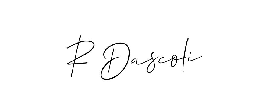 Design your own signature with our free online signature maker. With this signature software, you can create a handwritten (Allison_Script) signature for name R Dascoli. R Dascoli signature style 2 images and pictures png