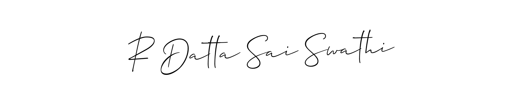 Allison_Script is a professional signature style that is perfect for those who want to add a touch of class to their signature. It is also a great choice for those who want to make their signature more unique. Get R Datta Sai Swathi name to fancy signature for free. R Datta Sai Swathi signature style 2 images and pictures png