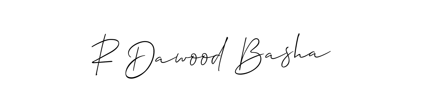 How to make R Dawood Basha signature? Allison_Script is a professional autograph style. Create handwritten signature for R Dawood Basha name. R Dawood Basha signature style 2 images and pictures png