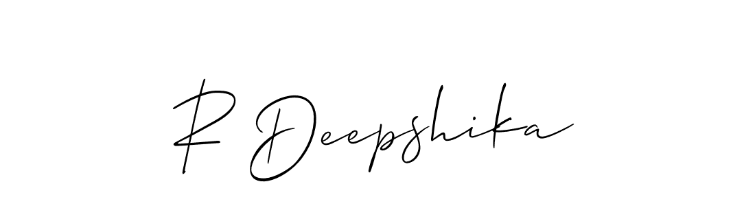 Make a beautiful signature design for name R Deepshika. With this signature (Allison_Script) style, you can create a handwritten signature for free. R Deepshika signature style 2 images and pictures png