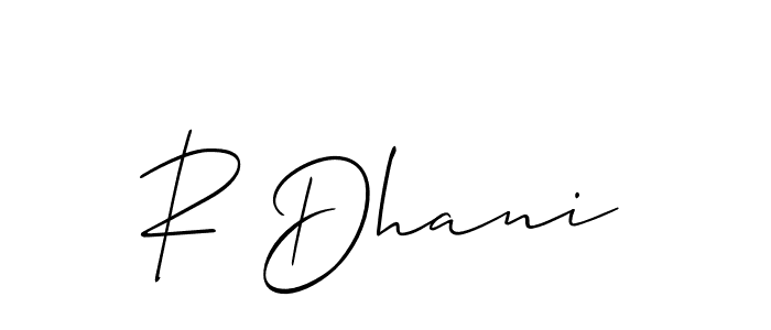 R Dhani stylish signature style. Best Handwritten Sign (Allison_Script) for my name. Handwritten Signature Collection Ideas for my name R Dhani. R Dhani signature style 2 images and pictures png