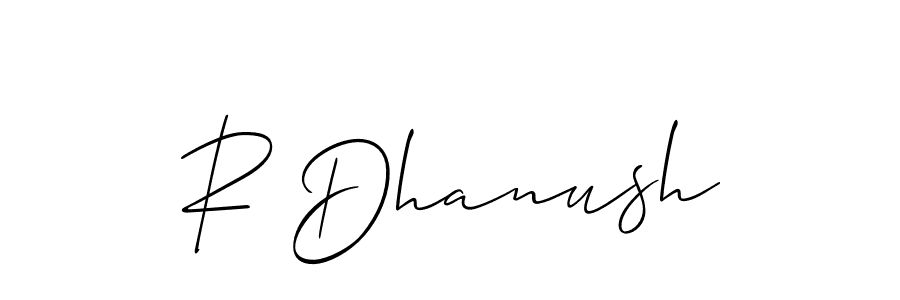 Also You can easily find your signature by using the search form. We will create R Dhanush name handwritten signature images for you free of cost using Allison_Script sign style. R Dhanush signature style 2 images and pictures png