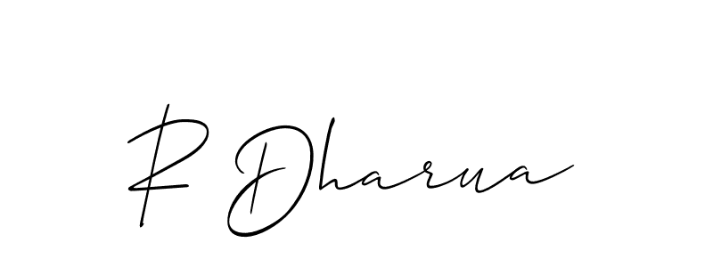 How to make R Dharua name signature. Use Allison_Script style for creating short signs online. This is the latest handwritten sign. R Dharua signature style 2 images and pictures png