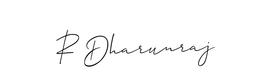 How to make R Dharunraj signature? Allison_Script is a professional autograph style. Create handwritten signature for R Dharunraj name. R Dharunraj signature style 2 images and pictures png