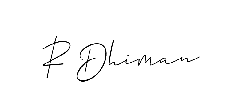 Similarly Allison_Script is the best handwritten signature design. Signature creator online .You can use it as an online autograph creator for name R Dhiman. R Dhiman signature style 2 images and pictures png