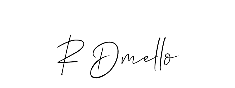 Use a signature maker to create a handwritten signature online. With this signature software, you can design (Allison_Script) your own signature for name R Dmello. R Dmello signature style 2 images and pictures png