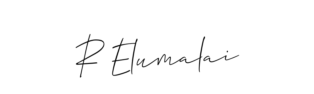 if you are searching for the best signature style for your name R Elumalai. so please give up your signature search. here we have designed multiple signature styles  using Allison_Script. R Elumalai signature style 2 images and pictures png