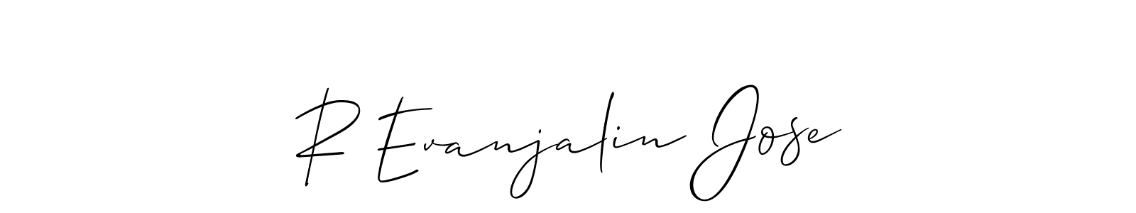 Also we have R Evanjalin Jose name is the best signature style. Create professional handwritten signature collection using Allison_Script autograph style. R Evanjalin Jose signature style 2 images and pictures png