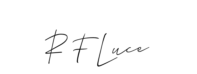 Also You can easily find your signature by using the search form. We will create R F Luce name handwritten signature images for you free of cost using Allison_Script sign style. R F Luce signature style 2 images and pictures png