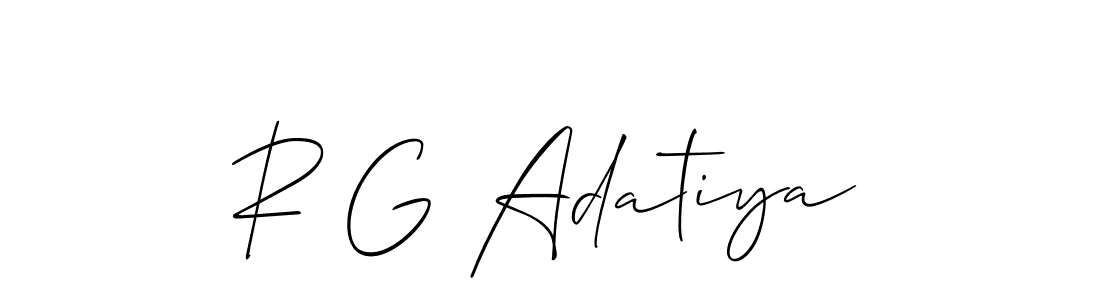 Allison_Script is a professional signature style that is perfect for those who want to add a touch of class to their signature. It is also a great choice for those who want to make their signature more unique. Get R G Adatiya name to fancy signature for free. R G Adatiya signature style 2 images and pictures png