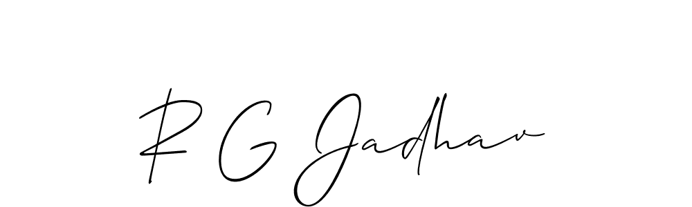 Use a signature maker to create a handwritten signature online. With this signature software, you can design (Allison_Script) your own signature for name R G Jadhav. R G Jadhav signature style 2 images and pictures png